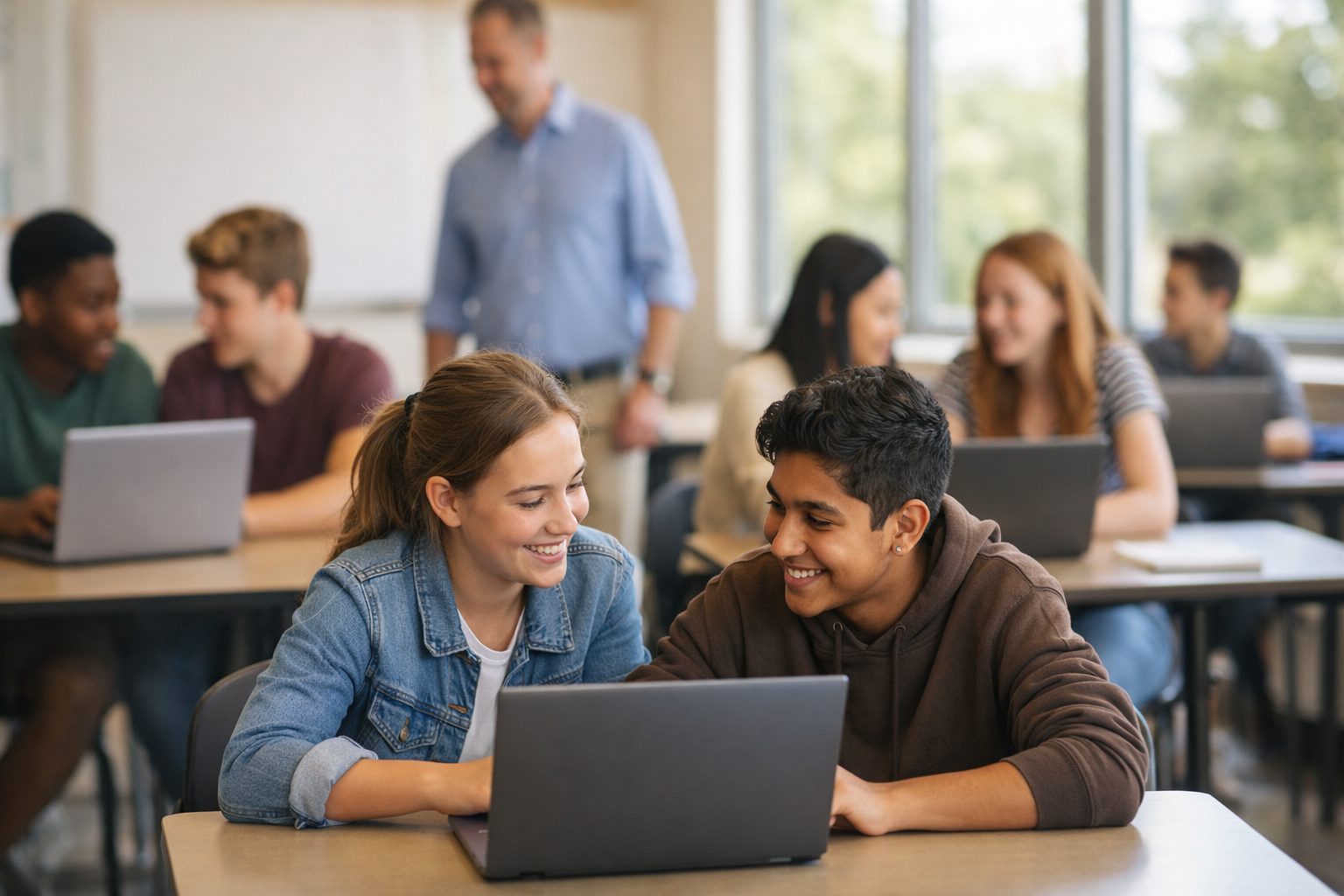 Students working through Debt Free Millionaire in a classroom